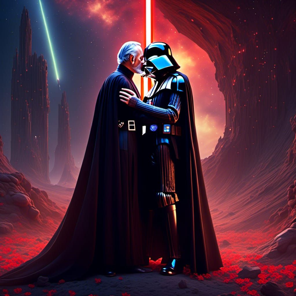 Darth Vader and Count Dooku Embrace