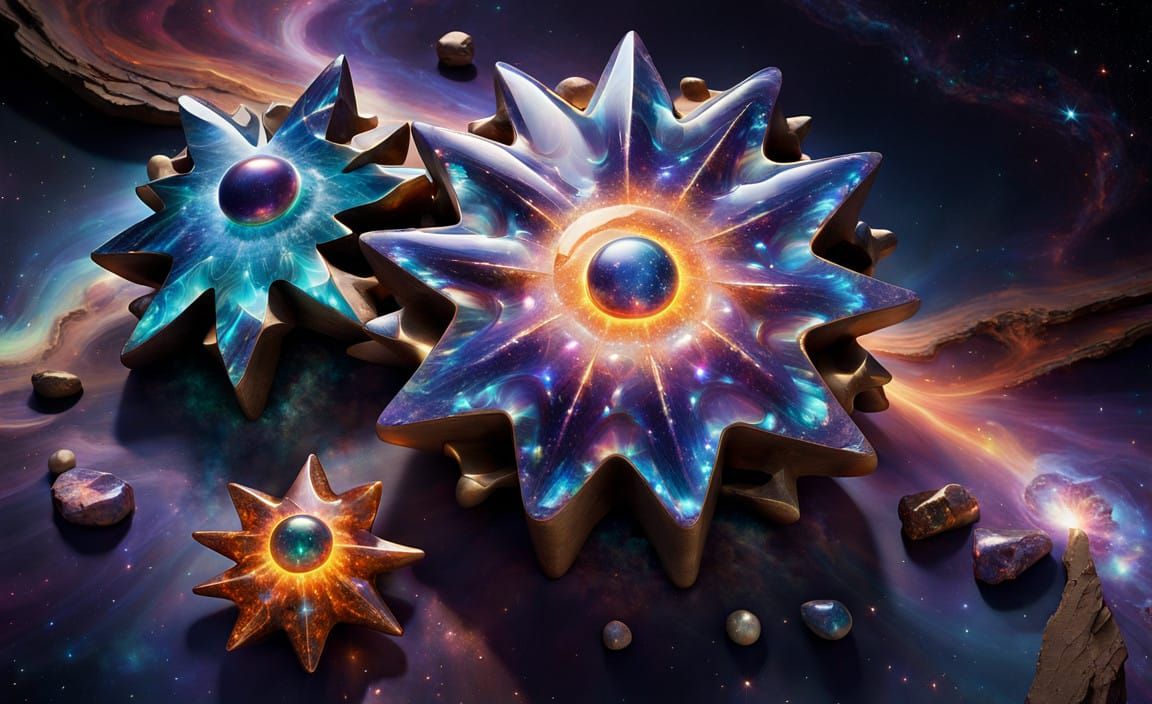 Cosmic Star Clusters Radiate Iridescent Glow in Polished, Or...