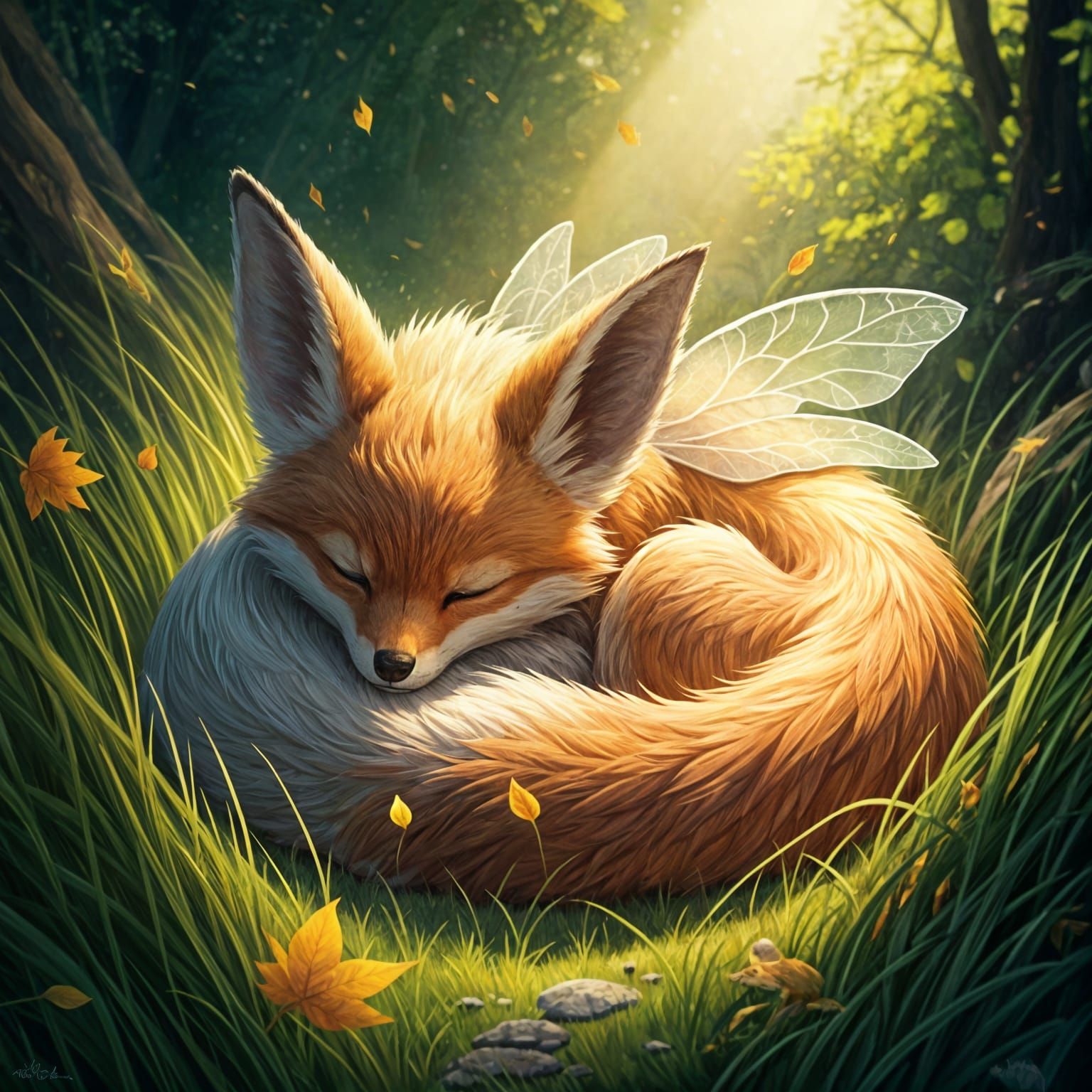 Majestic Dragon in Whimsical Forest Scene