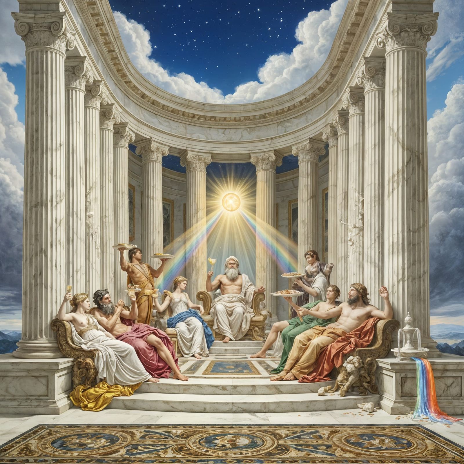 Neoclassical Gods Dining on Mount Olympus