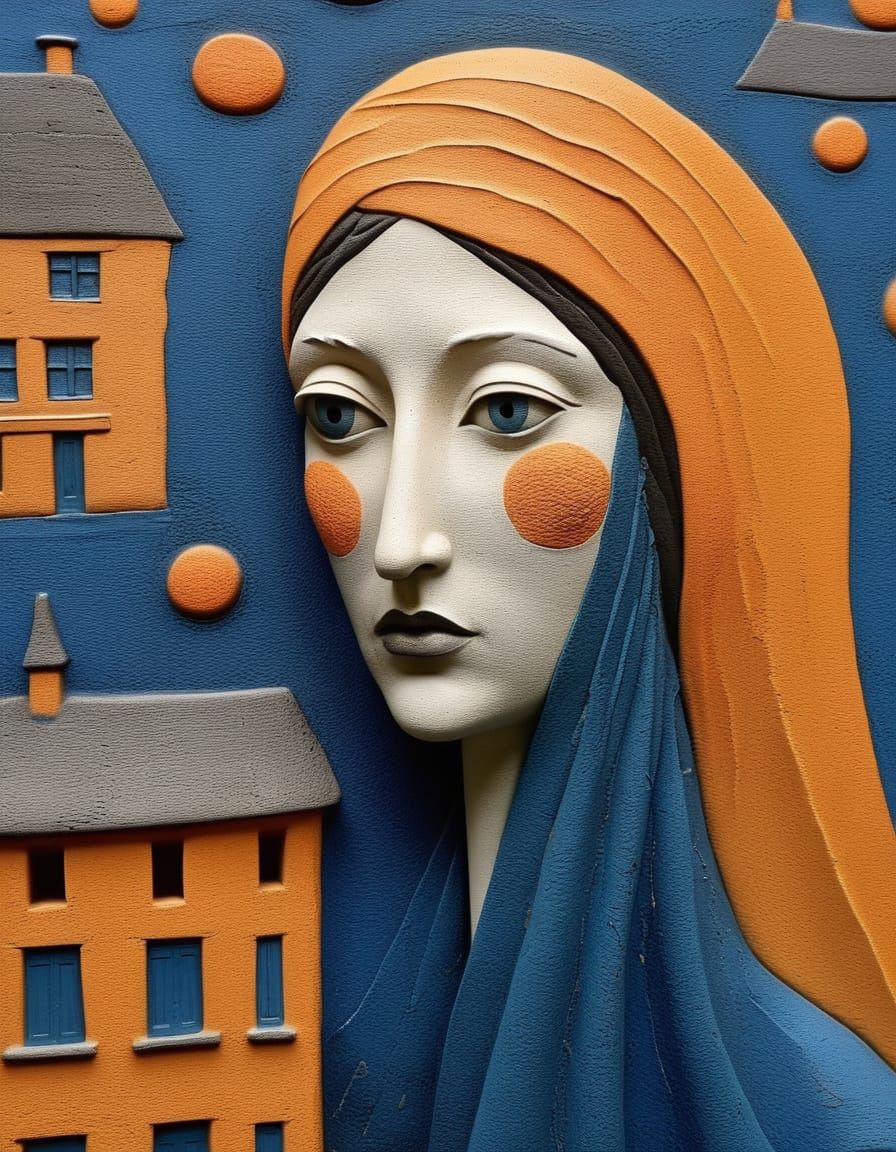 Urban Grief Written in Picotee Blue Apricot Khaki