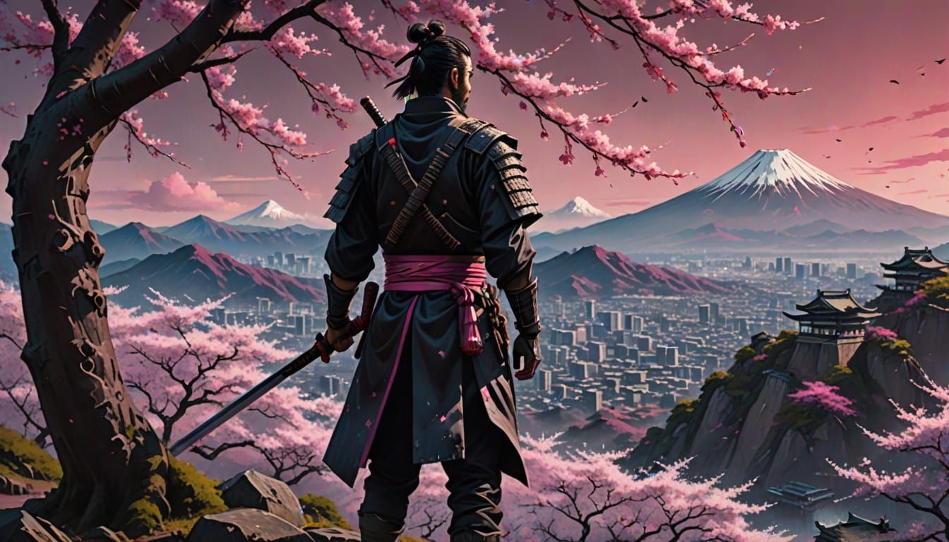 Last Ronin on Mountain with Blood-Stained Katana