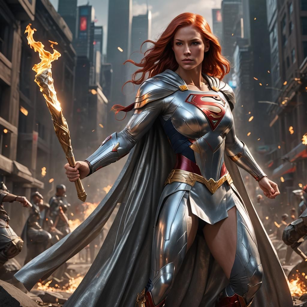 Supergirl Carries Olympic Torch in Detailed Matte Painting