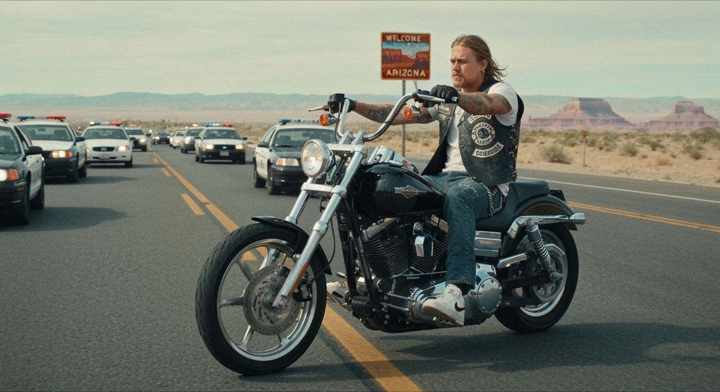 Biker Chase Scene in Arizona Desert