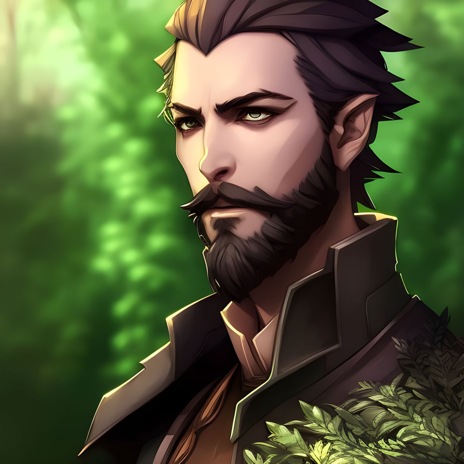 Changeling Bard Portrait in Forest, Hyperdetailed Art