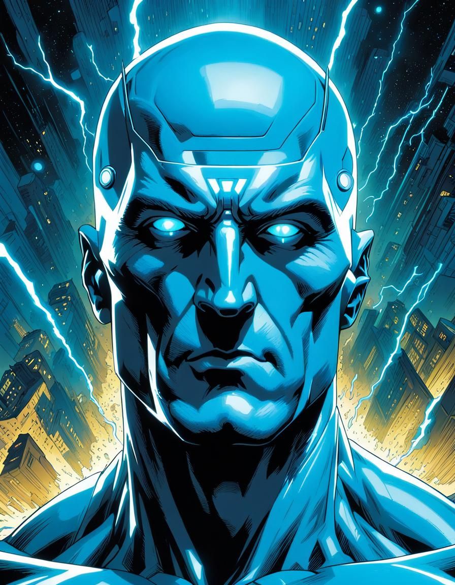 Doctor Manhattan Comic Book Art in a Modern City
