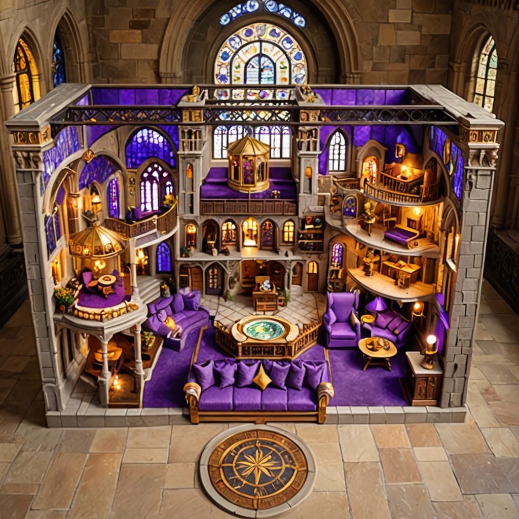 Dollhouse in Romanesque Mezzanine with Purple and Gold