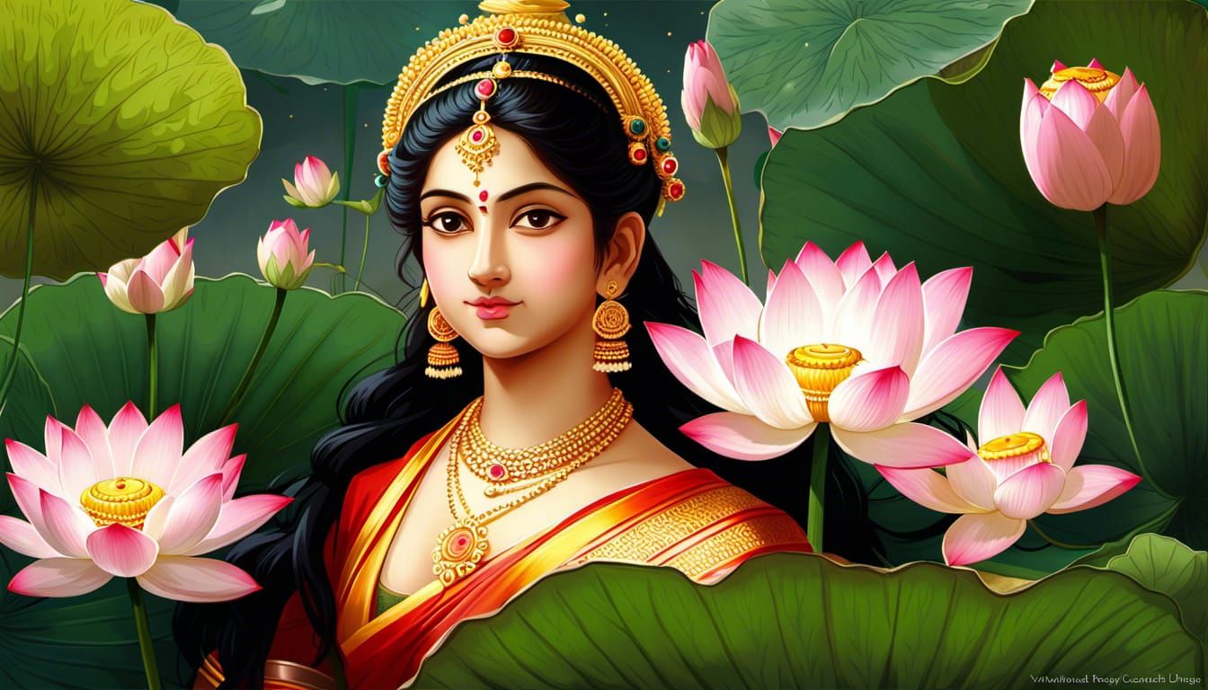 Anime Lotus Flower Inspired by Indian Art