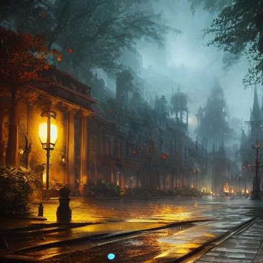 Fantastical Detailed Matte Painting in Deep Color