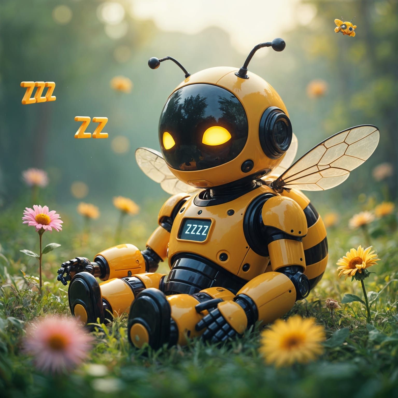 Sleeping Robot Bee with LCD Display