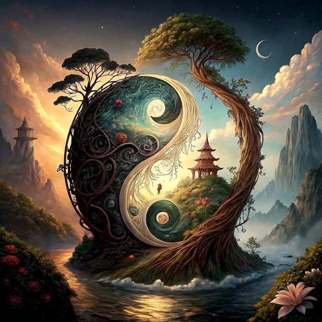 Mystical Yin Yang Symbol in Wuxia Fantasy Setting