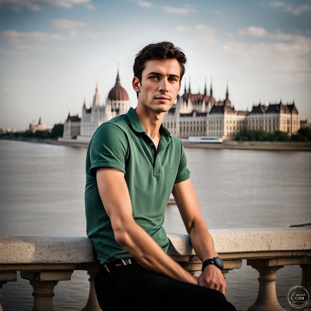 Young Man Near Danube River: Professional Photography