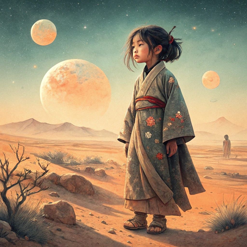 Girl on Tatooine: Surreal Desert Scene