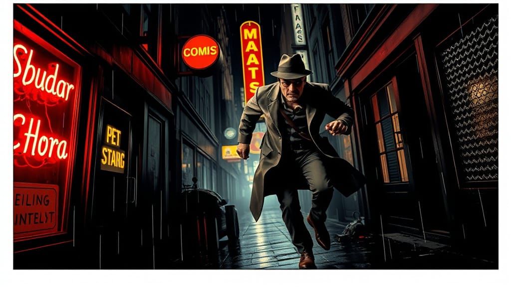 Gritty 1930s Noir Detective Chases Replicant Through Rainy C...