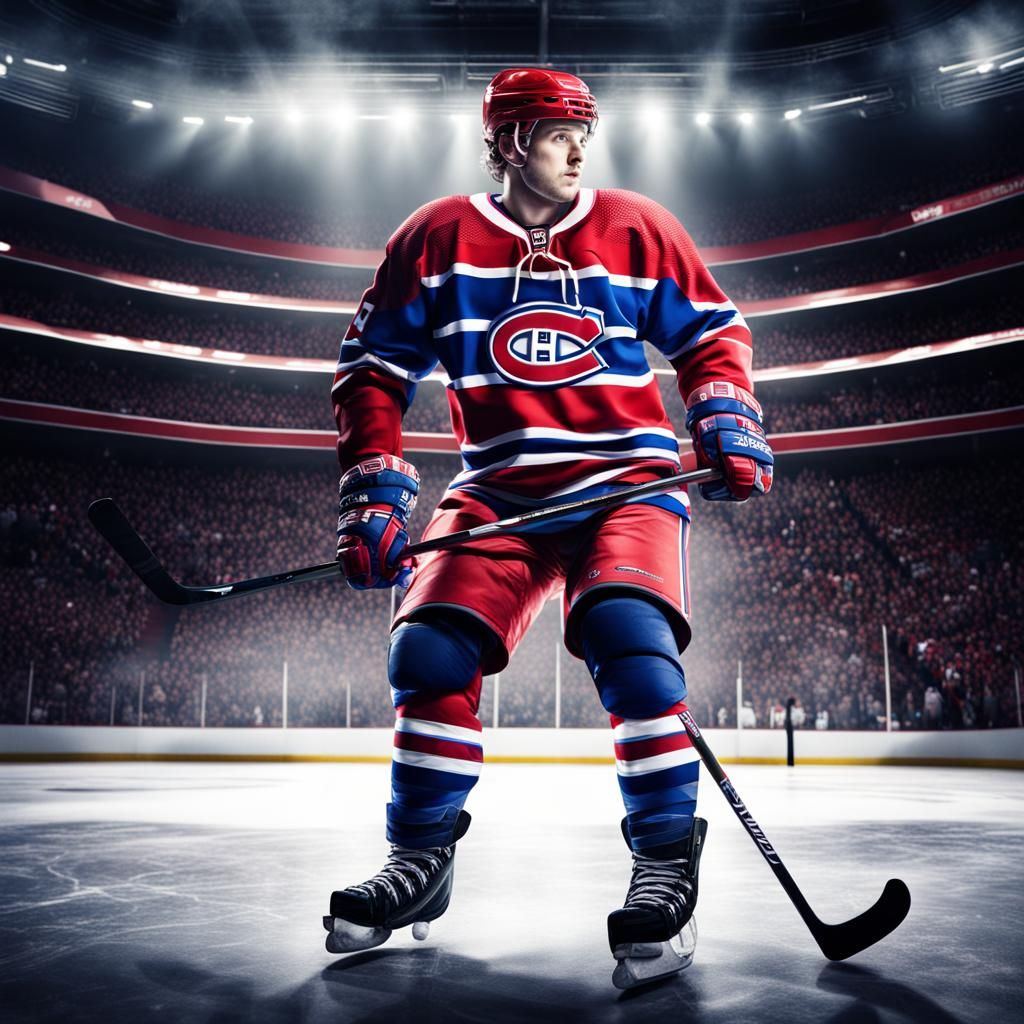 Hyperrealistic Hockey Player in Canadiens Jersey