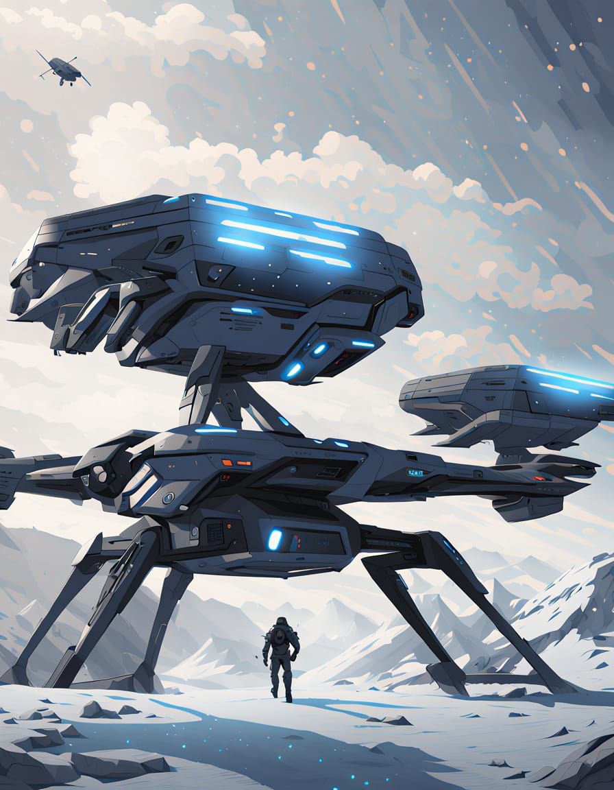 Futuristic Drone Concepts in Cyberpunk Style