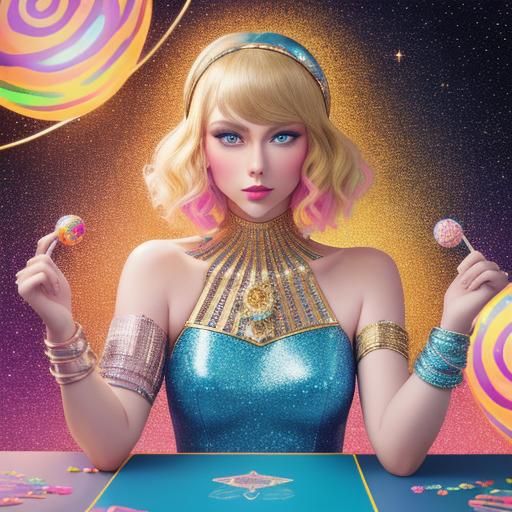 Blonde Tarot Reader with Phoenix Headband in Pop Art