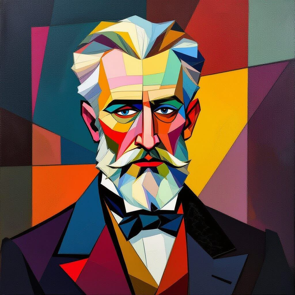 Tchaikovsky in Vibrant Neo-Cubist Style