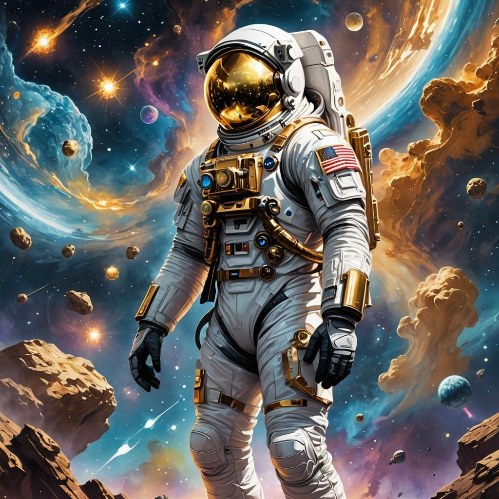 Astronaut in Nebula: Comic Book Sci-Fi Art