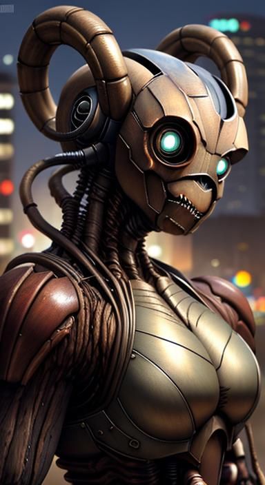 Steampunk Xenomorph Tardigrade Goddess in Copperplate Engrav...