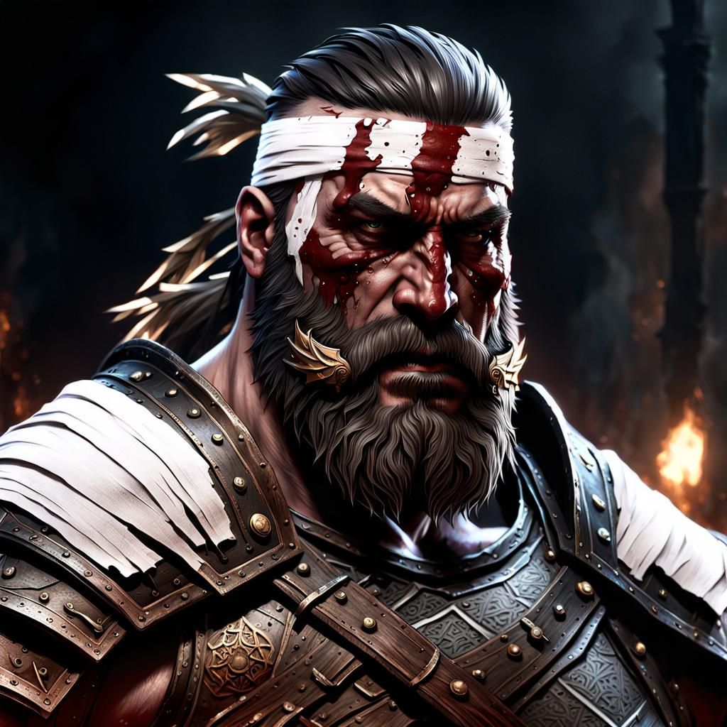 Blind Warrior in Dark Fantasy Style