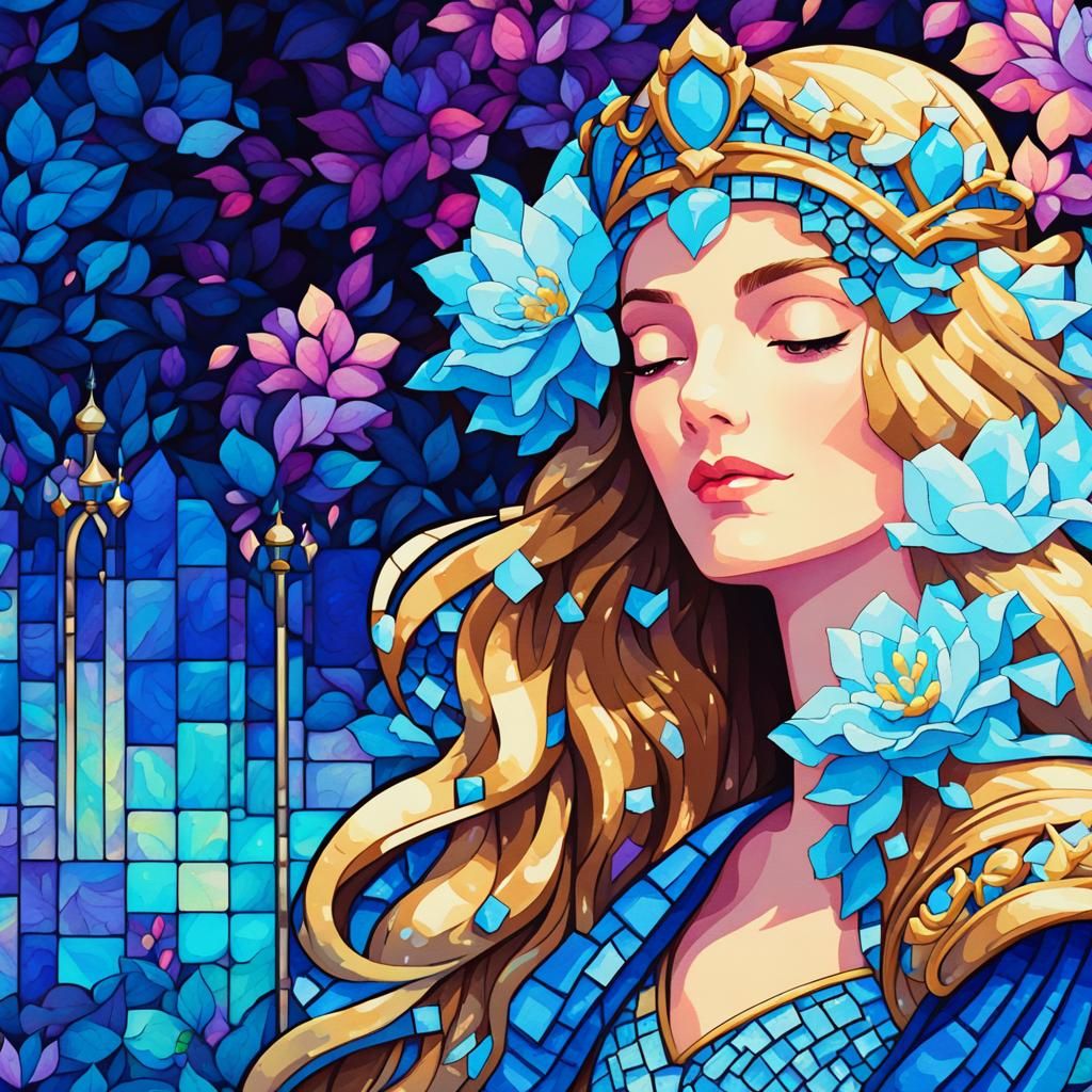 Sleeping Beauty in Neon Pixel Art