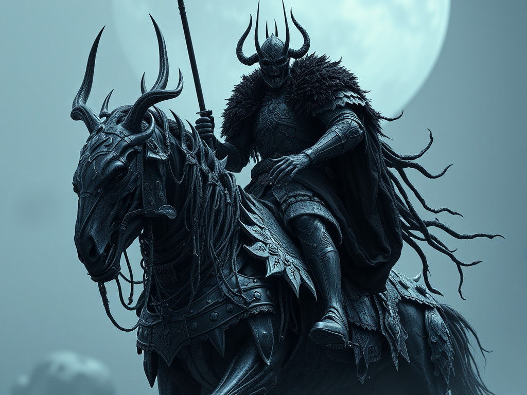 Armored Eredin on Undead Steed: 4K Epic Fantasy