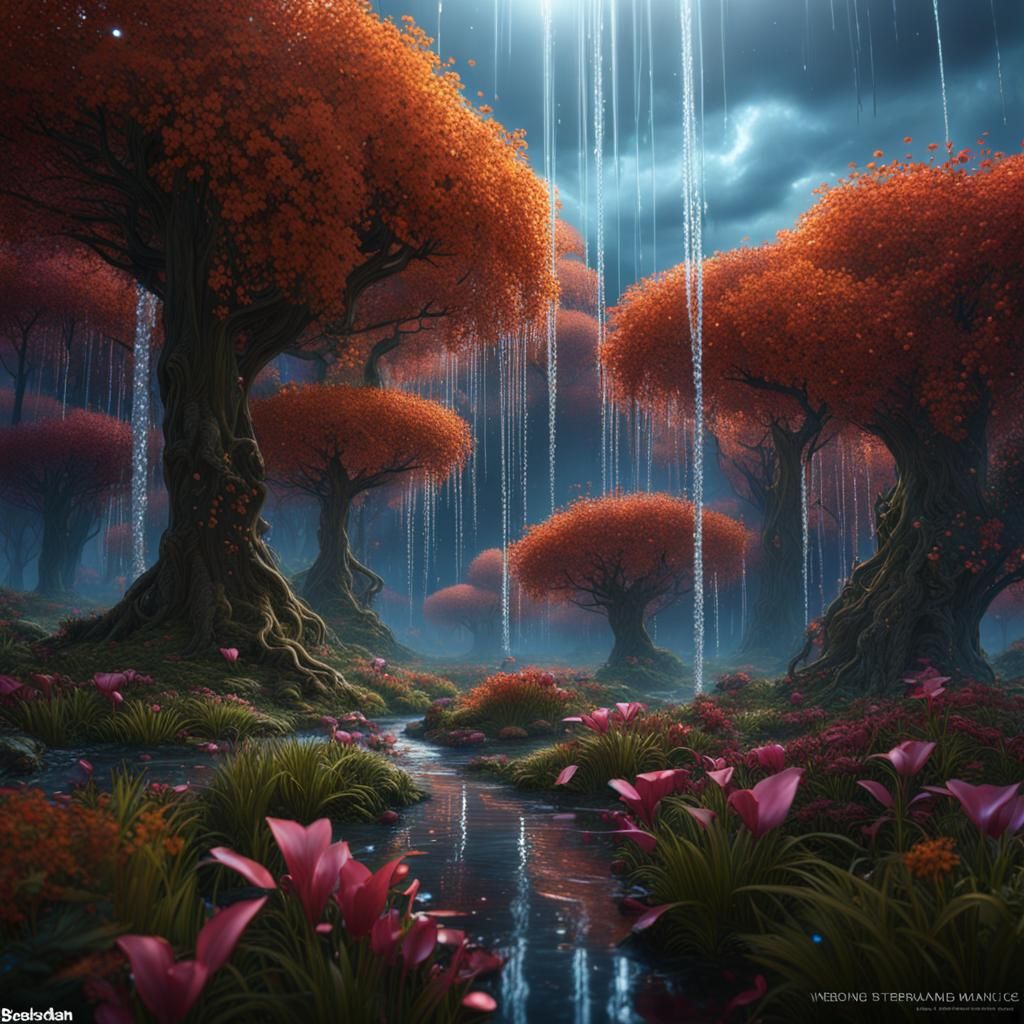 Character Inside a Raindrop: Fantasy Concept Art