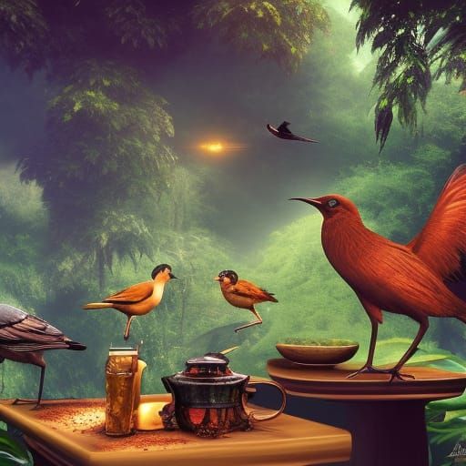 Coffee in Jungle: Detailed Matte Painting