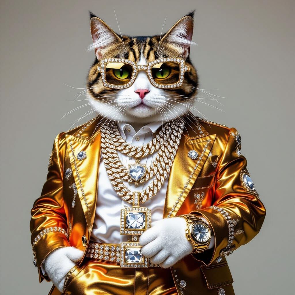 Opulent Gangsta Cat in Pop Art Style
