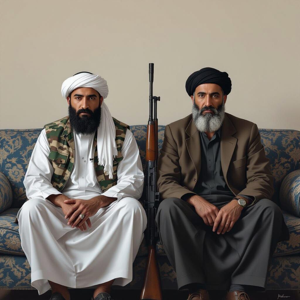 Middle Eastern Men in Traditional Clothing on Sofa