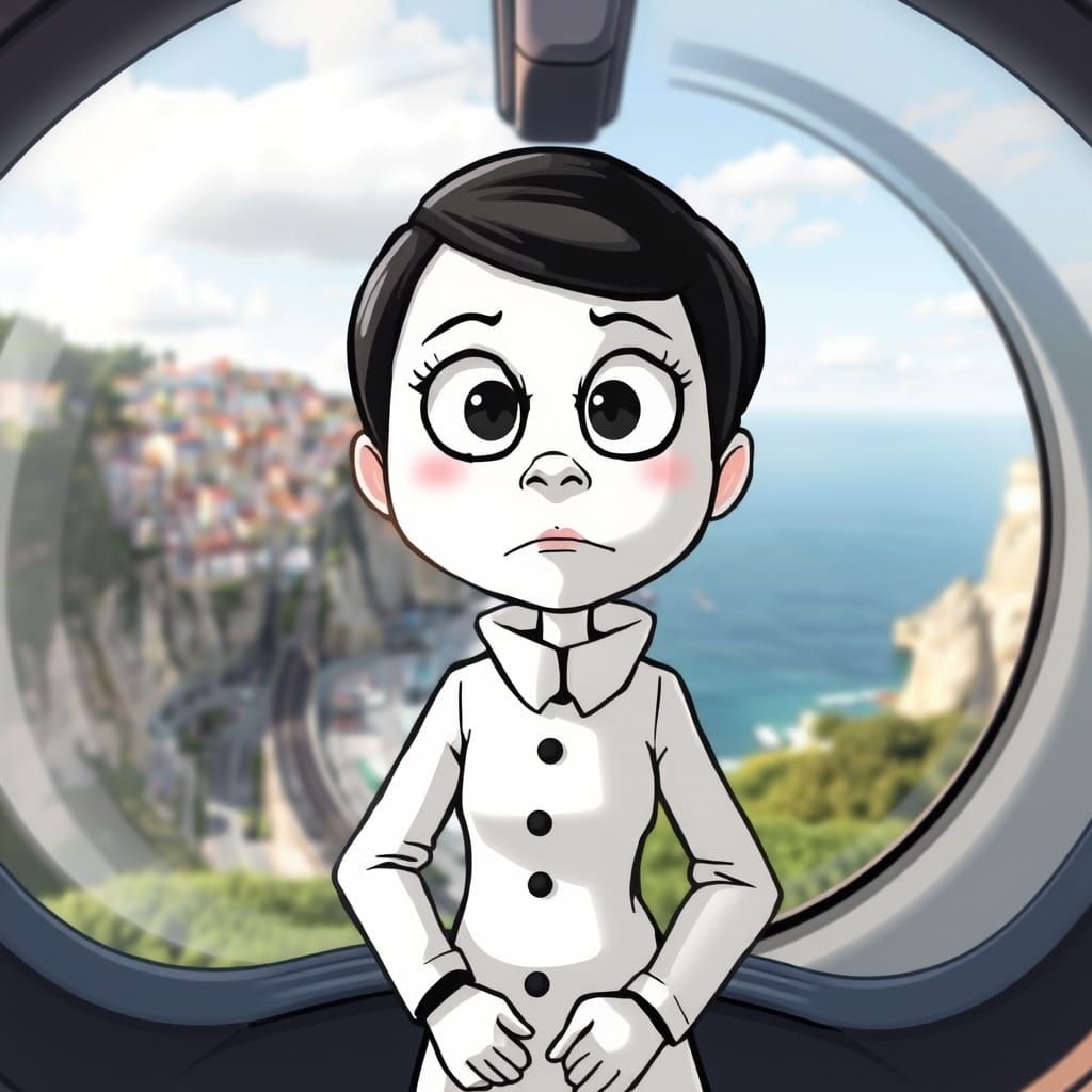 Cartoon Mime in Tréport Funicular Railway