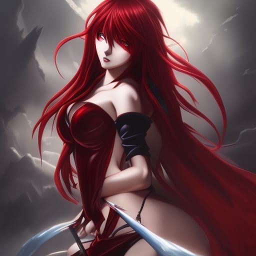 Gothic Goddess Rias Gremory in Dark Fantasy Style