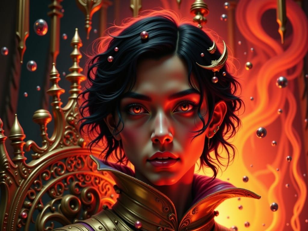 Ornate Regal Figure on Throne in Baroque Style