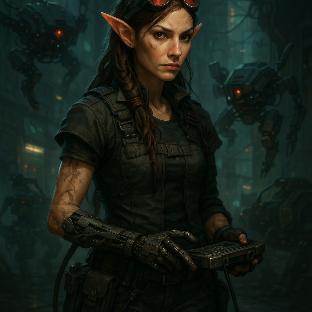 Mysterious Cyberpunk Elf Rigger