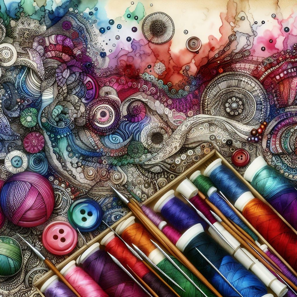 Intricately detailed alcohol ink illustration, Zentangle, fa...