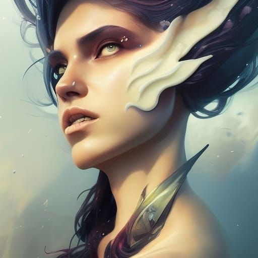 Dragon Woman Portrait in Hyperdetailed Style