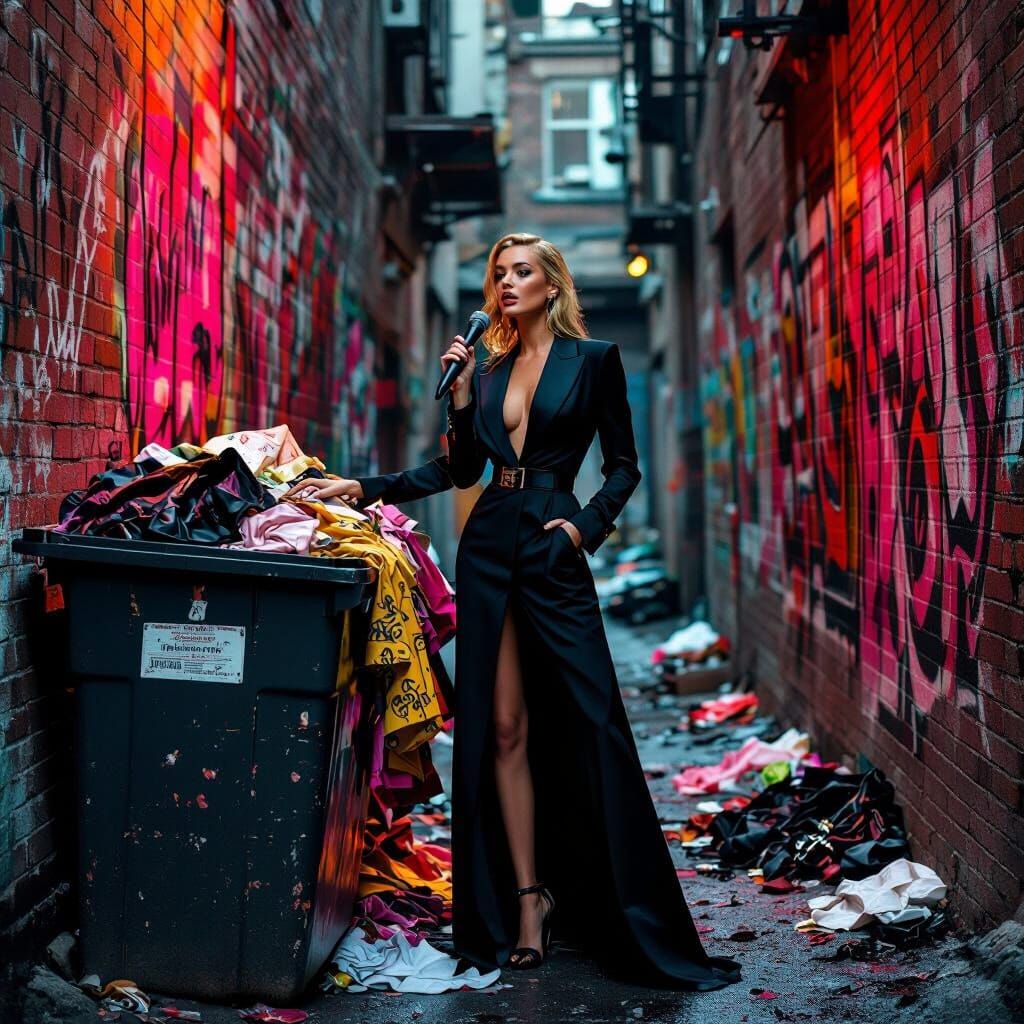High-Fashion Influencer Reports from a Back Alley