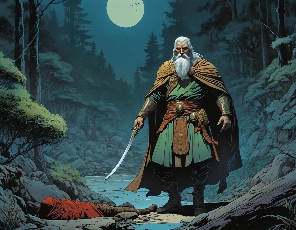 16k, by Jarrell Gibbs & Charles Vess, in the style of Mœbius...