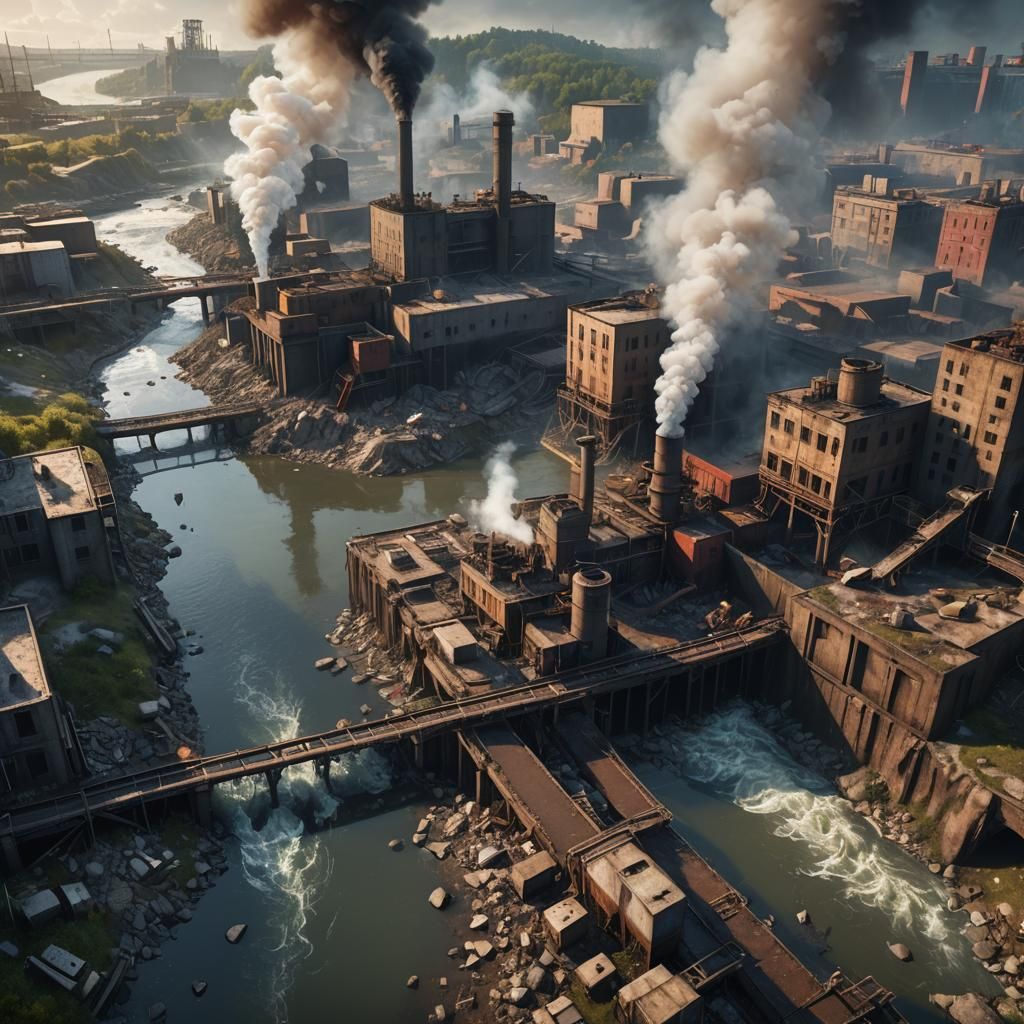 Polluting Factory Matte Painting Concept Art