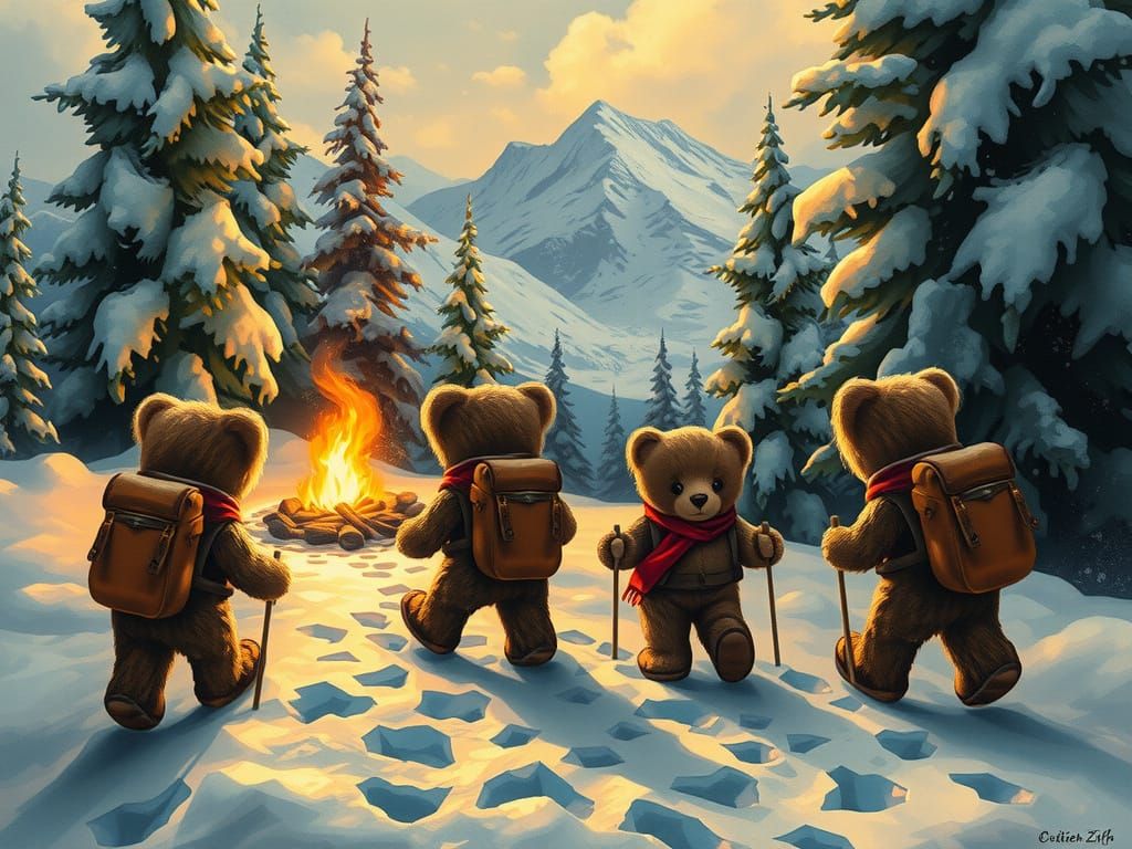 Trudging back to camp on their hiking holiday