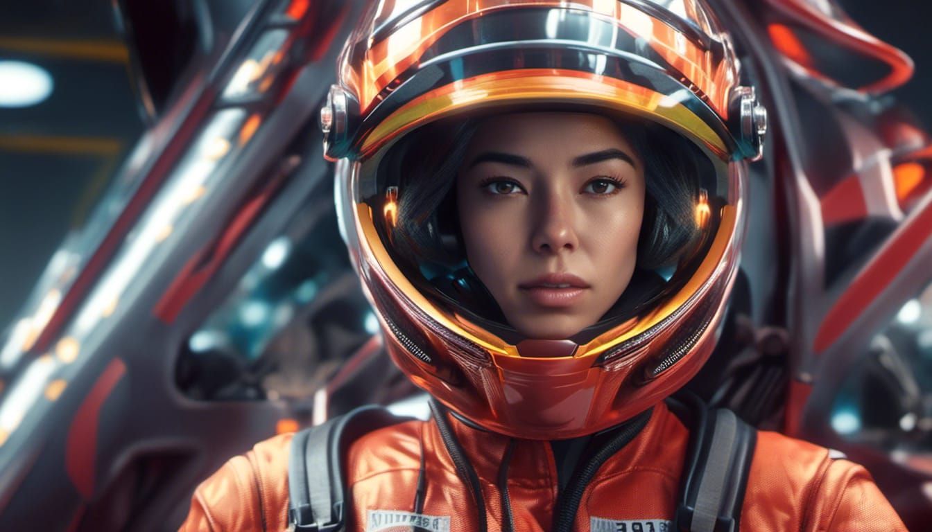 Female Race Car Driver with Nuclear Engine