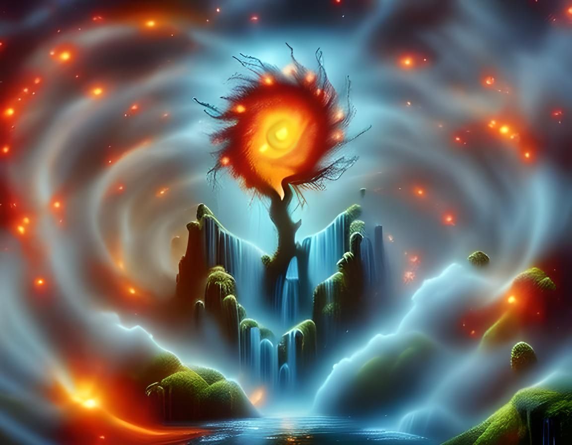 Enchanted Elemental Forest with Vortex of Wind