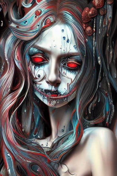 Horror Nurse in Heavy Rain by Android Jones