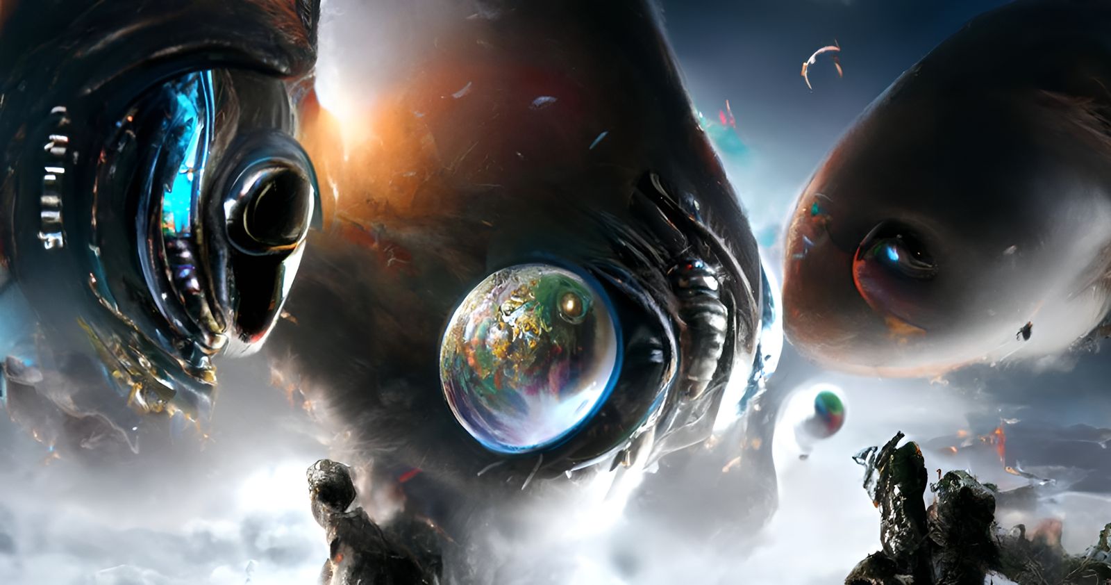 Futuristic Movie Poster: Aliens in Cosmic Horror