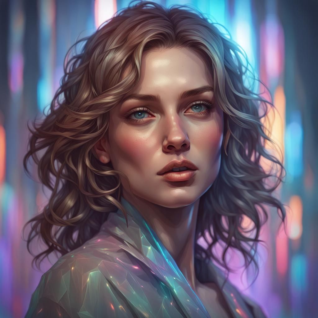 Mysterious Holographic Portrait in Hyperrealistic Style