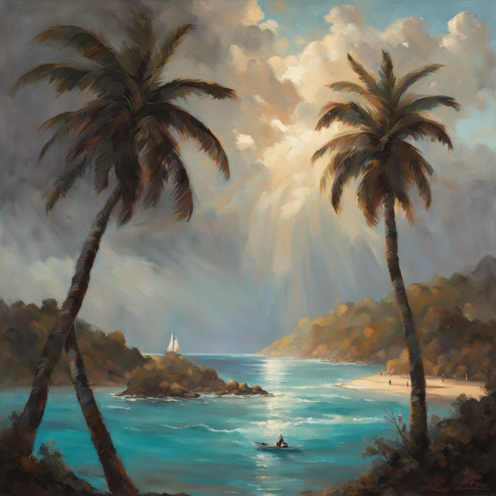 Duality of Nature: Tropical Beach Meets Stormy Seascape