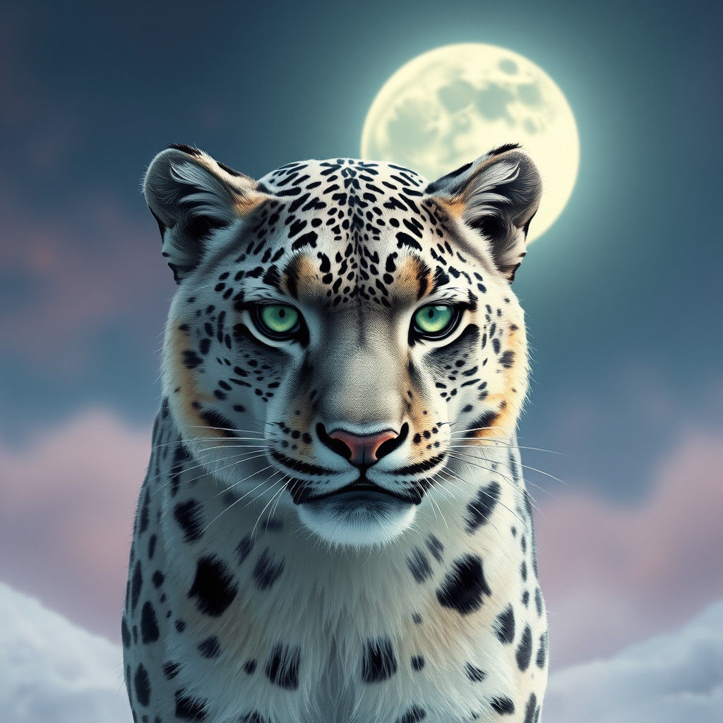 Snow Leopard Portrait in Digital Art Style