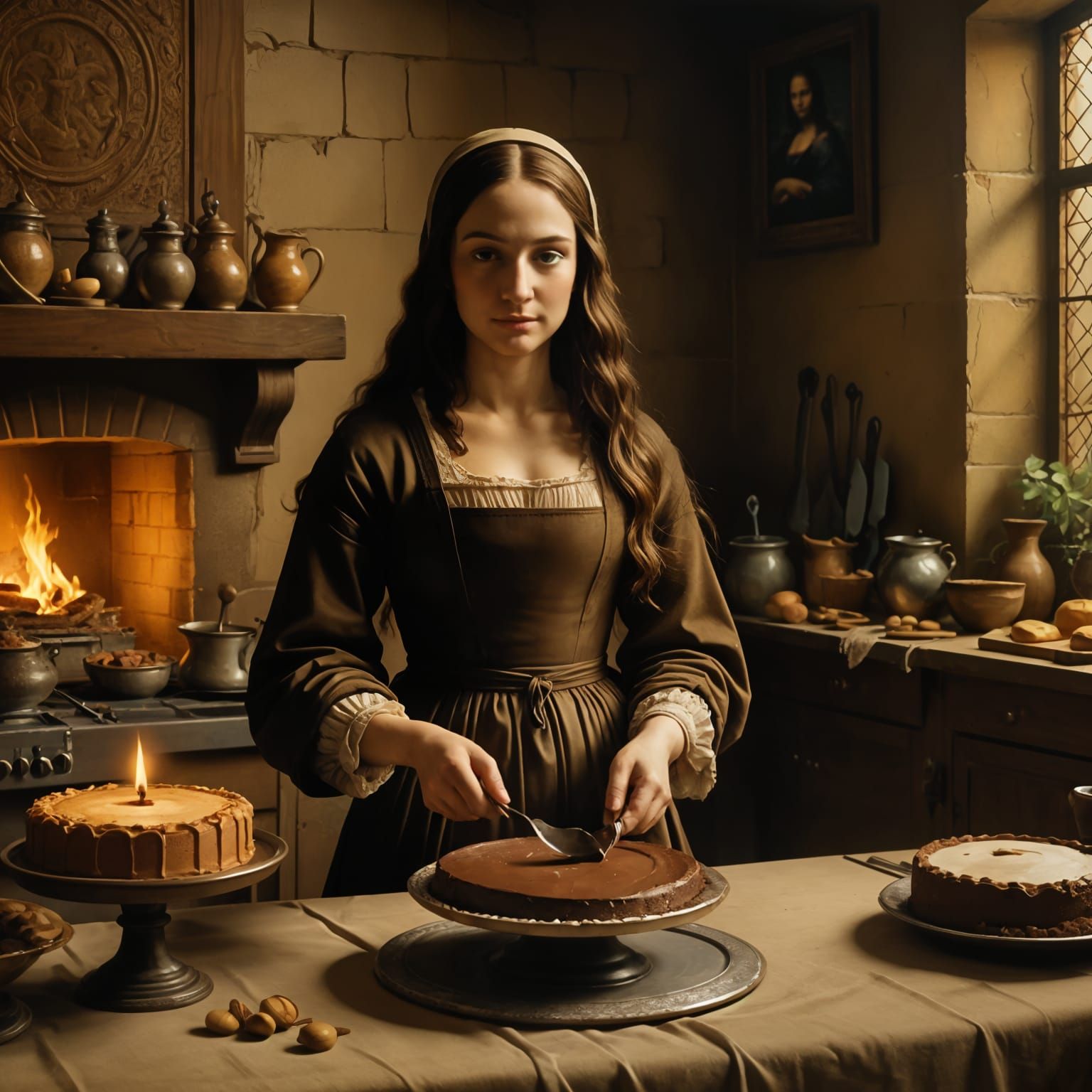 Mona Lisa in Whimsical Baking Scene