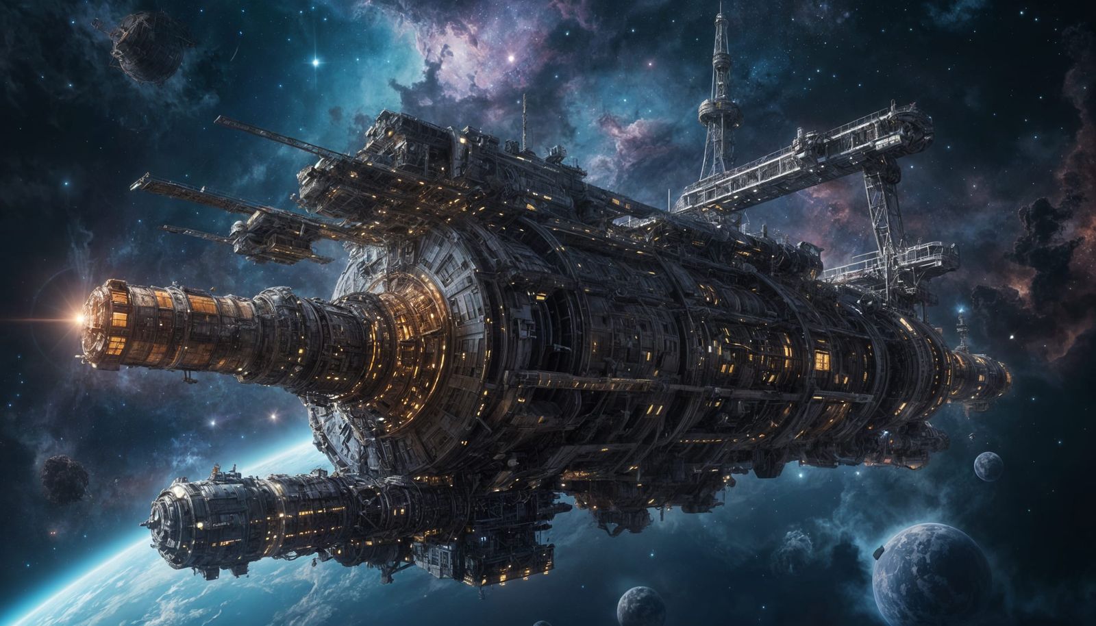 Deep Space Gas Miner Near Tarantula Nebula